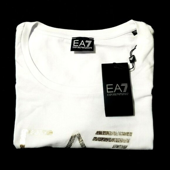 EMPORIO‎ ARMANI Women's T-Shirt EA7 Logo White Size Large - Picture 3 of 9